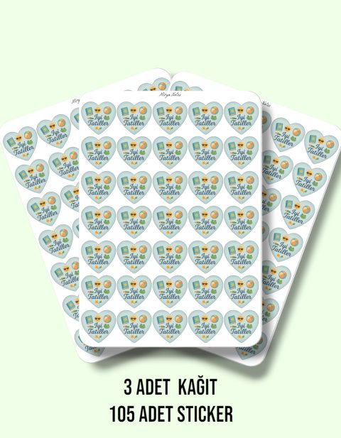 105 Adet 3 cm İyi Tatiller Sticker Seti - Karne & Mezuniyet Hediyesi Öğretmen Etiketi