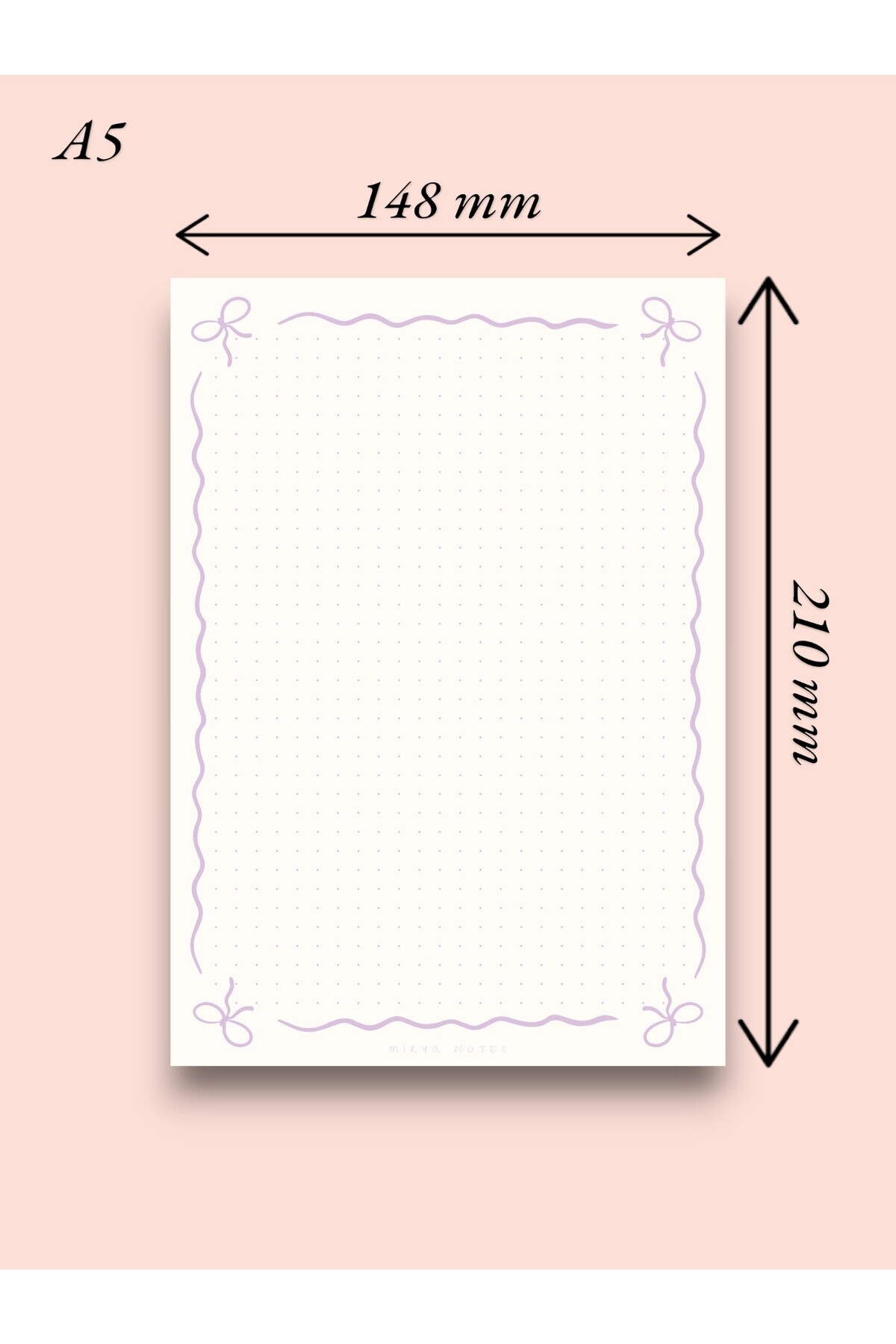 A5 Kurdele Desenli Notepad - Not Defteri - Bloknot (NOKTALI) - Görsel 2