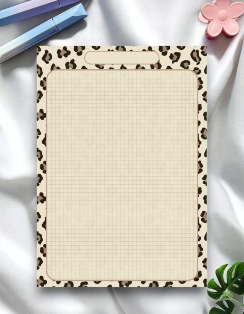 A4 Leopar Desenli Notepad - Not Defteri - Bloknot (KARELİ) - 50 Yaprak