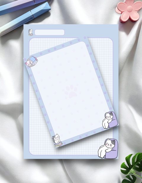 Kedi Desenli 2'li Set (A4-A5) Notepad - Not Defteri - Bloknot (KARELİ)