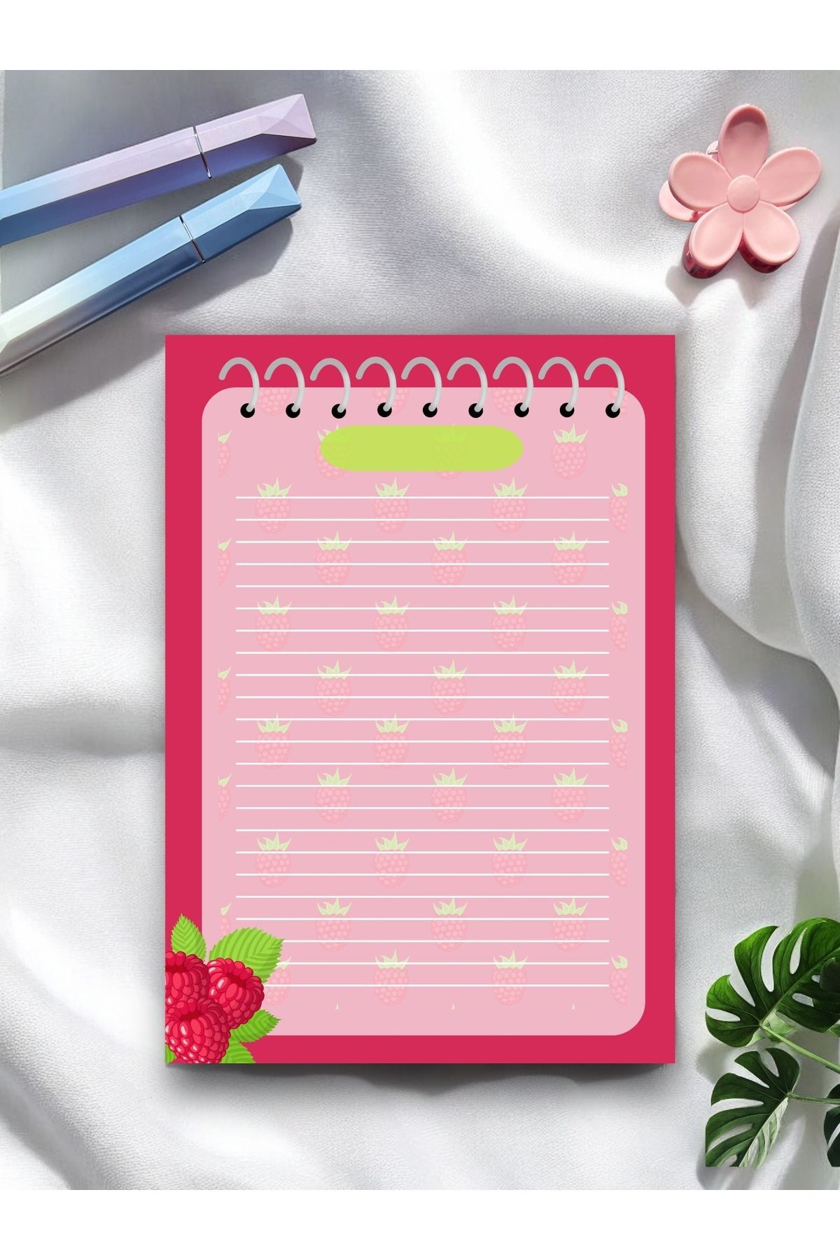 A5 Frambuaz Desenli Notepad - Not Defteri - Bloknot