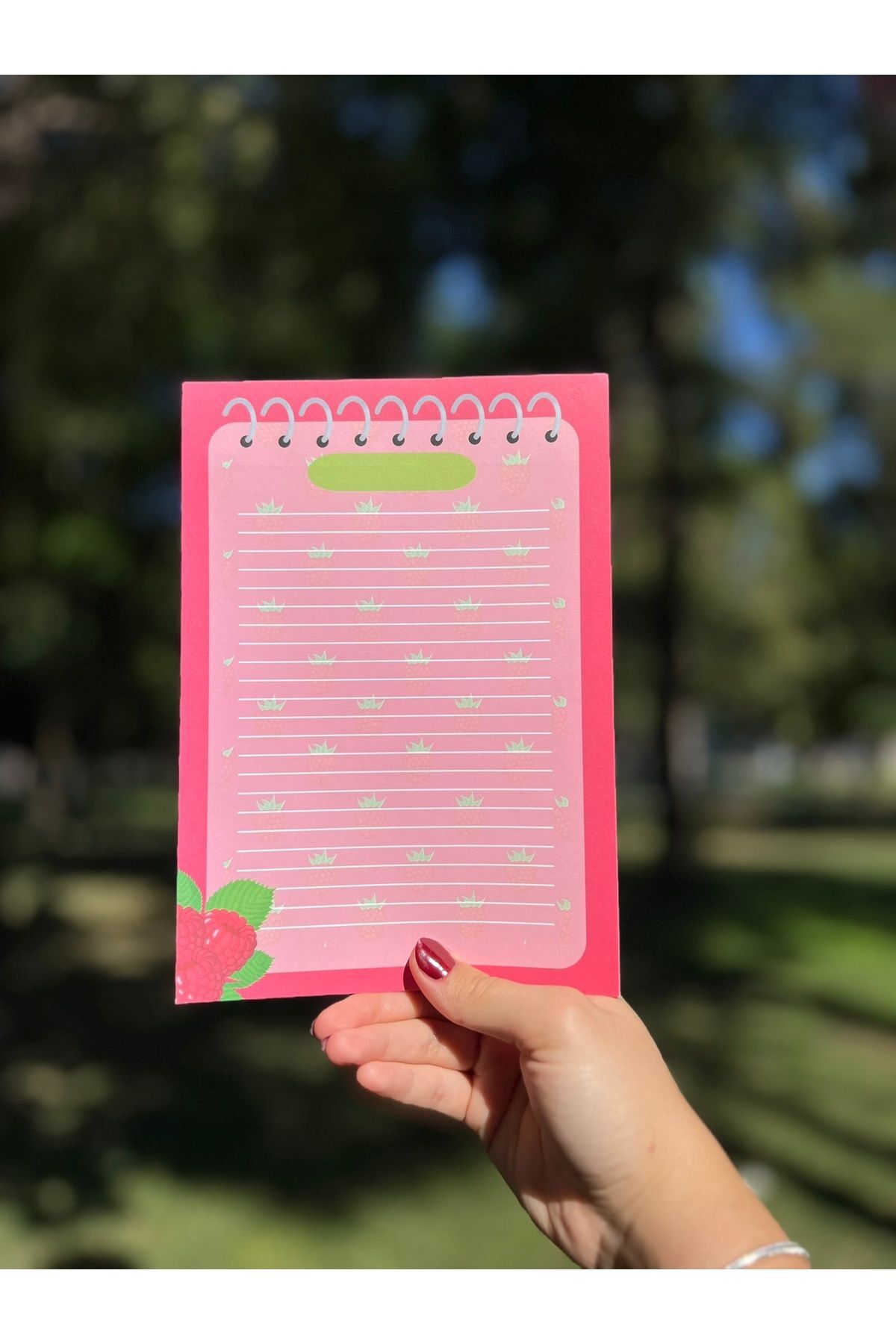 A5 Frambuaz Desenli Notepad - Not Defteri - Bloknot - Görsel 3